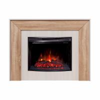 Электрокамин Jersey 25,5 GR c очагом Real Flame Evrika 25,5, белый сандал/дуб сонома