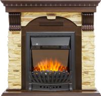 Электрокамин угловой Dublin с очагом Royal Flame Aspen Black, темный дуб и сланец 