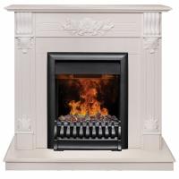 Электрокамин Ottawa  с очагом от RealFlame 3D Oregan, белое золото