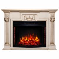 Электрокамин London 33 WT с очагом от RealFlame FireSpace 33 SIR, белый дуб с патиной