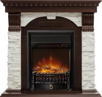 Электрокамин угловой Dublin с очагом Royal Flame Fobos FX M Black RC, темный дуб и сланец 