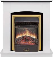 Электрокамин Barcelona очагом Majestic FX M Brass Royal Flame, белый с черным