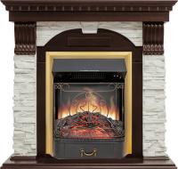 Электрокамин угловой Dublin с очагом Royal Flame Majestic FX Brass, темный дуб и сланец 