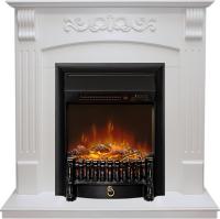 Электрокамин угловой Sorrento с очагом Fobos FX M Black Royal Flame, белый дуб