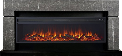 Каминокомплект Lindos 60 SFT - Серый мрамор с очагом Vision 60 LOG LED