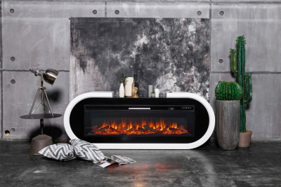 Электрокамин Soho с очагом Vision 60 LED Royal Flame, белый с черным