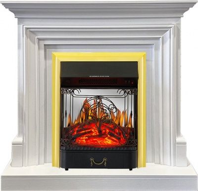 Электрокамин Bradford очагом Majestic FX M Brass Royal Flame, белый