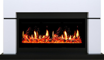 Электрокамин Lindos с очагом 5D V-ART 40 Royal Flame, белый