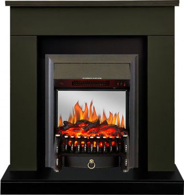 Электрокамин Bergen с очагом Fobos FX M Black от Royal Flame, темная олива