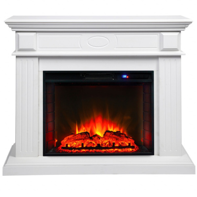 Электрокамин Leda 25,5 WT с очагом от RealFlame Sparta 25,5, белый матовый