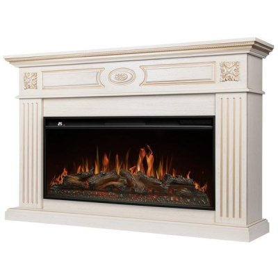 Электрокамин Siena с очагом Royal Thermo RTFP/P-Aurora 40LS, слоновая кость с золотой патиной