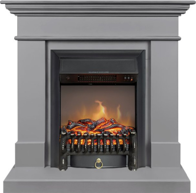 Электрокамин California STD CRM с очагом Fobos FXM Black RC Royal Flame, cанд грей