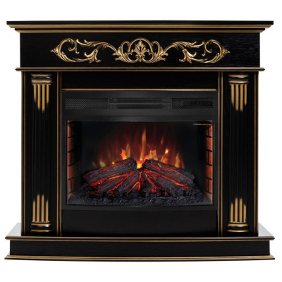 Электрокамин Milano 25 DN с очагом от RealFlame FireField 25 SIR, темный орех с золотой патиной