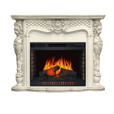 Электрокамин Castle с очагом Vision 30 EF LED FX, слоновая кость с патиной