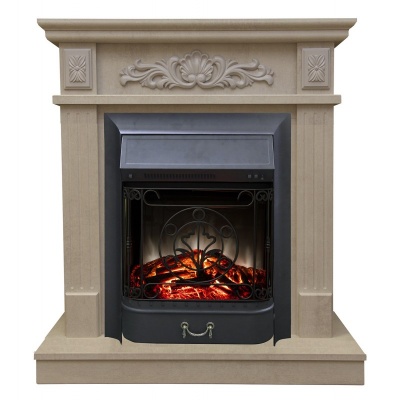 Электрокамин Adelaida WT с очагом от RealFlame Majestic Lux BL S, бежевый