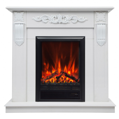 Электрокамин Dominica WT с очагом от RealFlame Eugene, белый матовый
