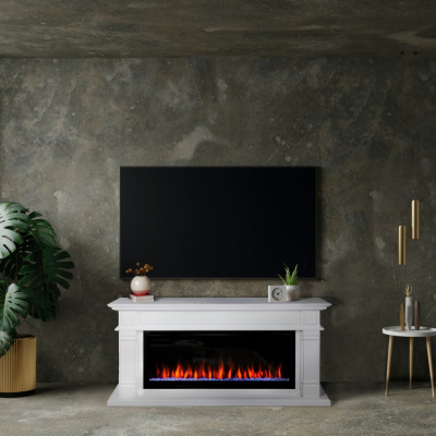 Электрокамин Islandia 42 с очагом RealFlame Saphir 42, белый