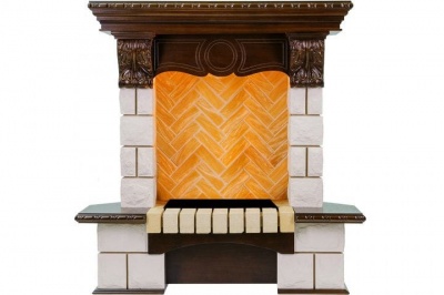 Портал Pierre Lux угловой под классические очаги Dimplex, темный дуб и шампань (Высота 975 мм)