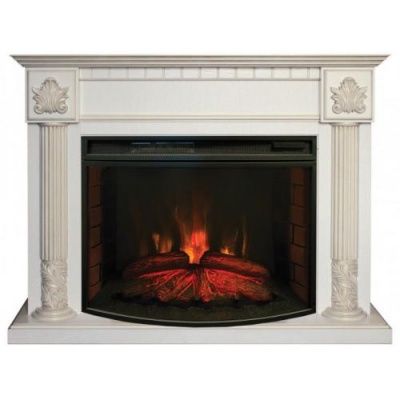 Электрокамин Imperia 33 WT с очагом от RealFlame FireSpace 33 SIR, белый дуб с золотой патиной