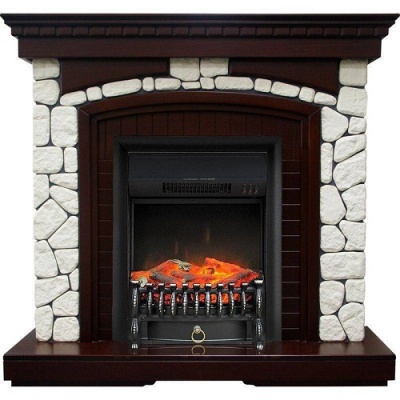 Электрокамин Glasgow с очагом Fobos Black, темный дуб Royal Flame
