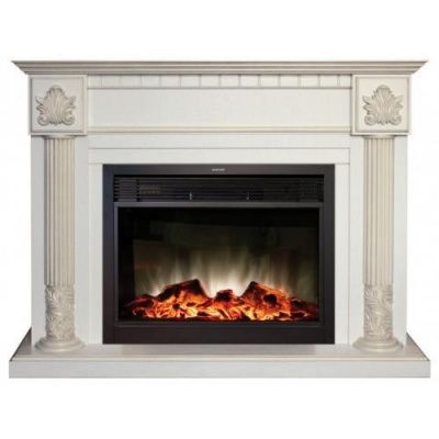 Электрокамин Imperia 26 WT с очагом от RealFlame Moonblaze Lux Bl/Br, белый дуб с золотой патиной