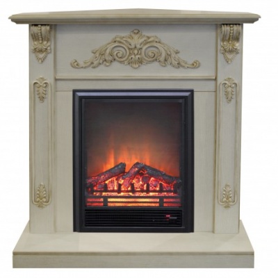 Электрокамин угловой Anita Corner с очагом от RealFlame Eugene, белый дуб с патиной