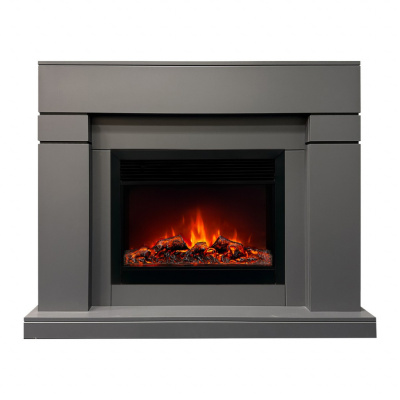  Электрокамин Lindelse 26 GR с очагом от RealFlame Moonblaze Deluxe Black, серый
