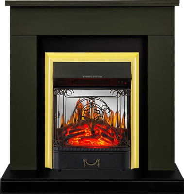 Электрокамин Bergen с очагом Majestic FX M Brass от Royal Flame, темная олива