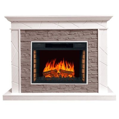 Электрокамин Basel с очагом Vision 23 EF LED FX Royal Flame, сланец серый и белый шпон