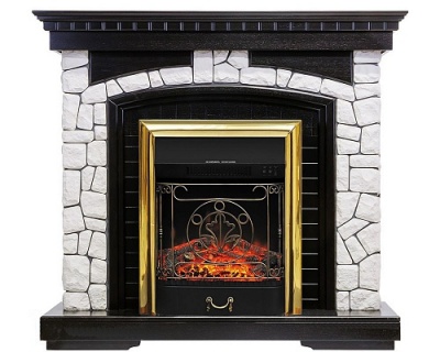 Электрокамин Glasgow с очагом Majestic Brass, венге Royal Flame