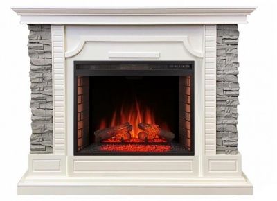 Электрокамин Avignon с очагом Royal Flame Vision 26 LED FX, белый и сланец серый