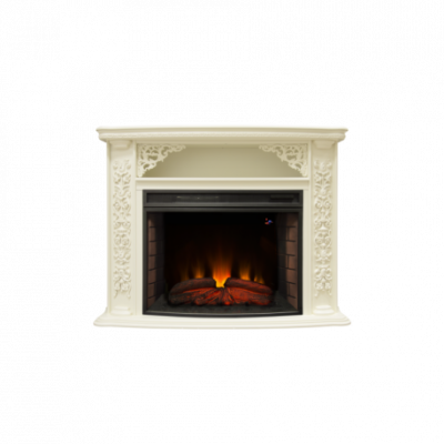 Электрокамин Izabella 33 WT с очагом от RealFlame FireSpase 33 S IR, белый дуб   