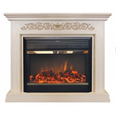Электрокамин Leticia 26 с очагом от RealFlame MoonBlaze BR , белый дуб с патиной