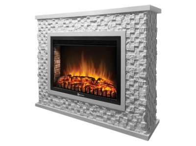 Электрокамин Quadro с очагом Electrolux, песчаник белый белая эмаль