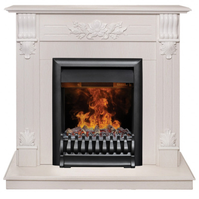 Электрокамин Ottawa  с очагом от RealFlame 3D Oregan, белое золото