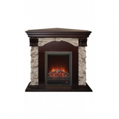 Электрокамин Dublin Rock Corner STD/EUG AO с очагом от RealFlame Eugene, шпон дуб антик и сланец 