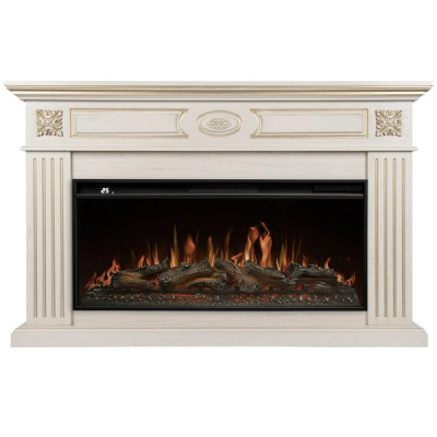 Электрокамин Siena с очагом Royal Thermo RTFP/P-Aurora 40LS, слоновая кость с золотой патиной