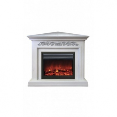 Электрокамин угловой Leticia 26 WT с очагом от RealFlame MoonBlaze Lux Bl S, белый дуб с патиной