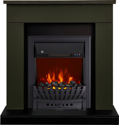 Электрокамин Bergen с очагом Aspen Black от Royal Flame, темная олива