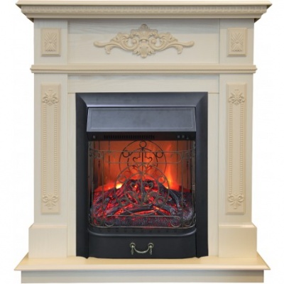 Электрокамин Lilian WT с очагом от RealFlame Majestic Lux Bl, жемчуг