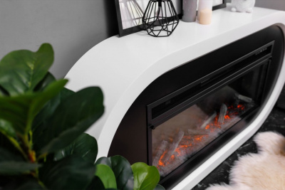 Электрокамин Ellips с очагом Vision 42 LOG LED Royal Flame, белый с черным