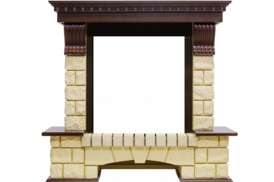 Портал Pierre Lux фронтальный под классические очаги Dimplex,  темный дуб и шампань (Высота 1050 мм) 